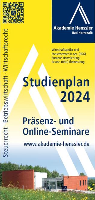 Studienplan Akademie Henssler 2024