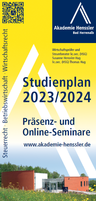Studienplan Akademie Henssler 2023-2024